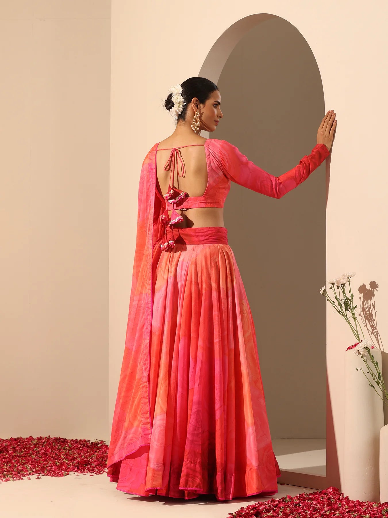 Buy Women Pink Gota Embroidered Lehenga Set With Backless Blouse And  Dupatta - Wedding Wonder - Indya