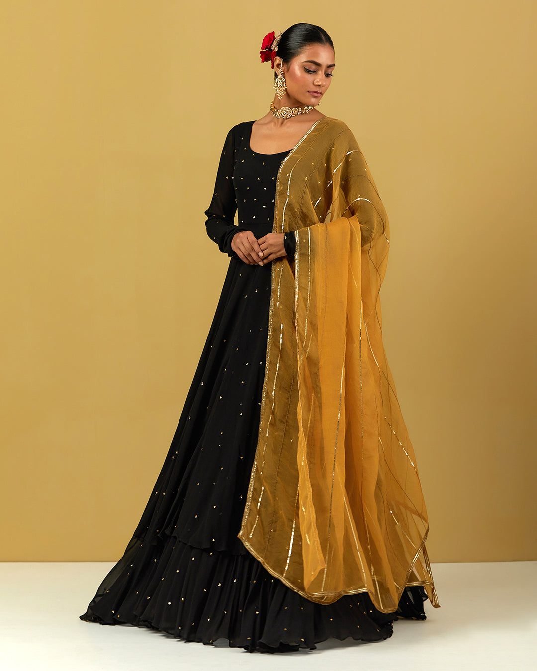 Wedding Black Georgette Anarkali Suit With Dupatta Online - DMV13966