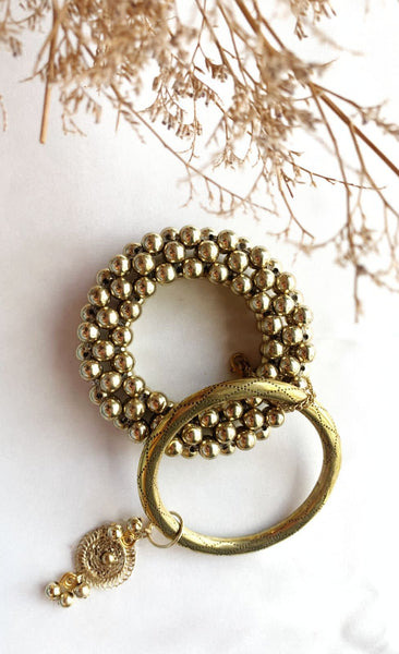 Golden Beaded Bracelet With Bangles