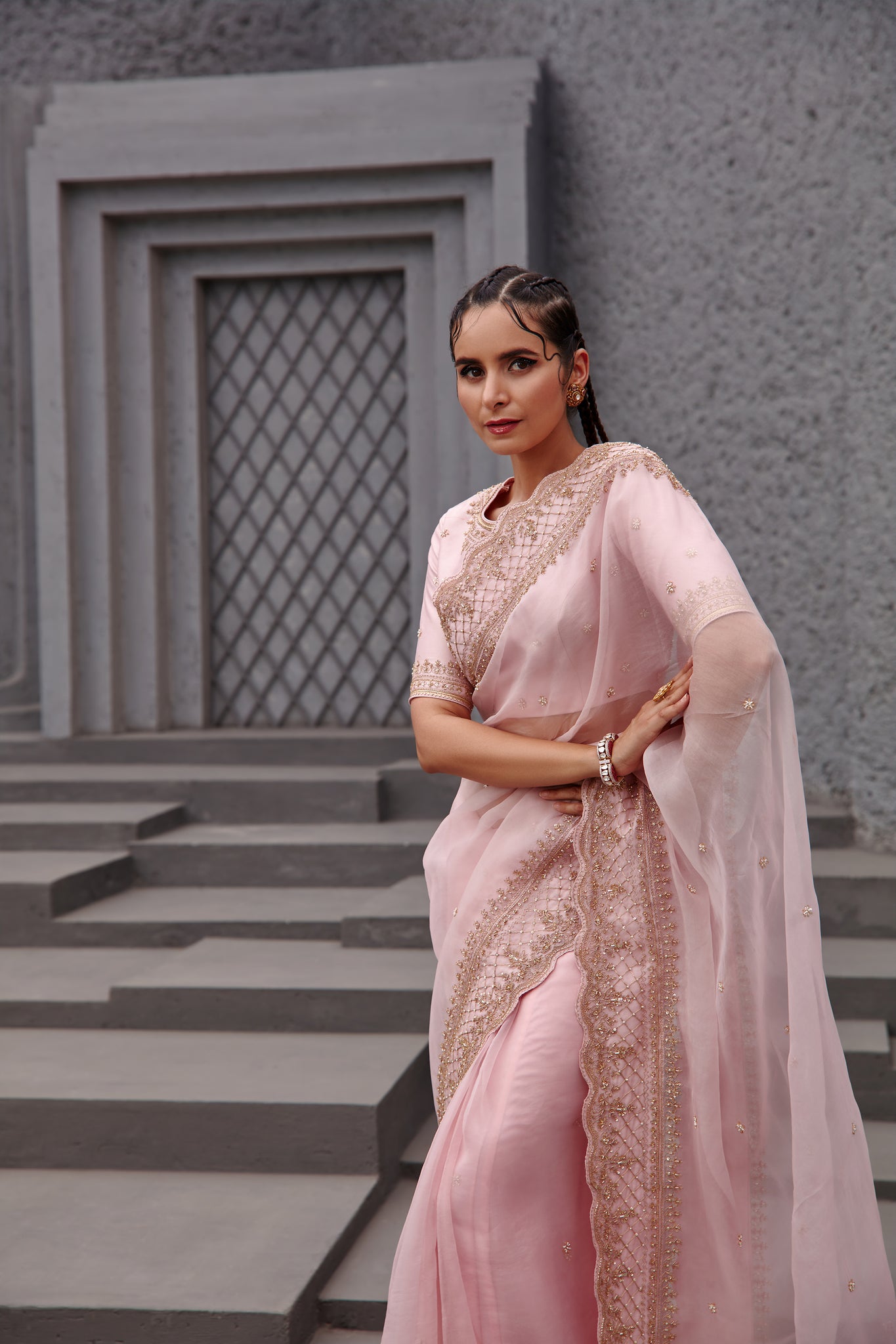 Blush pink saree set – Tulsiya