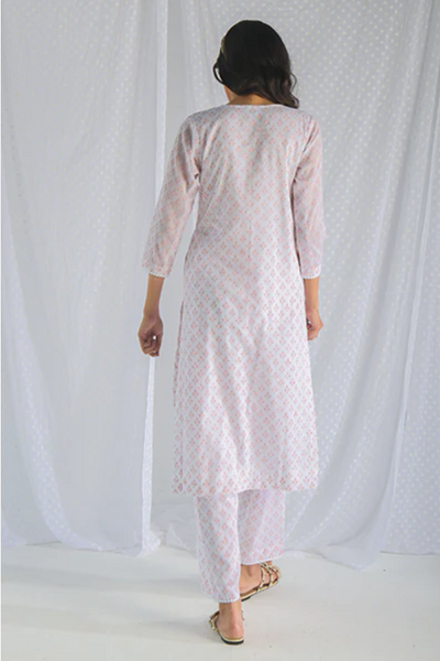 Chhaya Pink Floral Buti Printed Kurta With Palazzo - Set Of 2