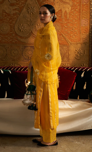 Phillauri Mustard Yellow Straight Suit Set - Set Of 3