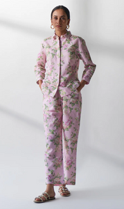Layla - Pink Floral Shirt With Pants - Set Of 2