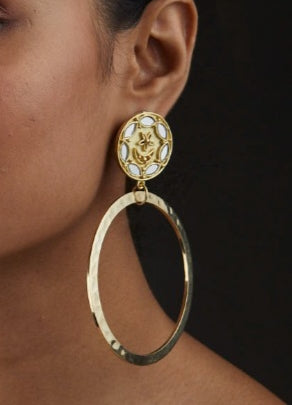 Coin Mirrored Gold Hoops