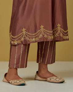 Dust Pink Embroidered Chanderi Silk Pants with Sequins
